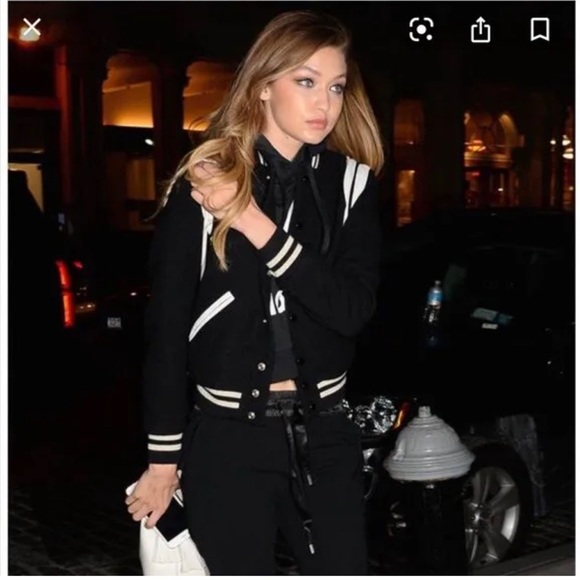 COPY - AUTHENTICATED SAINT LAURENT BLACK W/ WHITE LEATHER TRIM TEDDY BOMBER JAC… - Picture 14 of 15